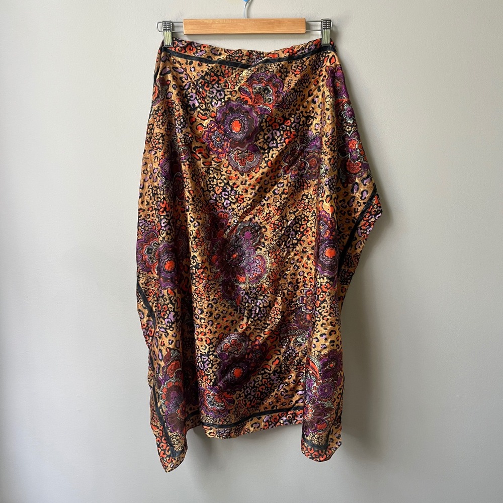 Vintage Scarf Women's Maximalist Boho Leopard Print Floral Batik Artsy Fall